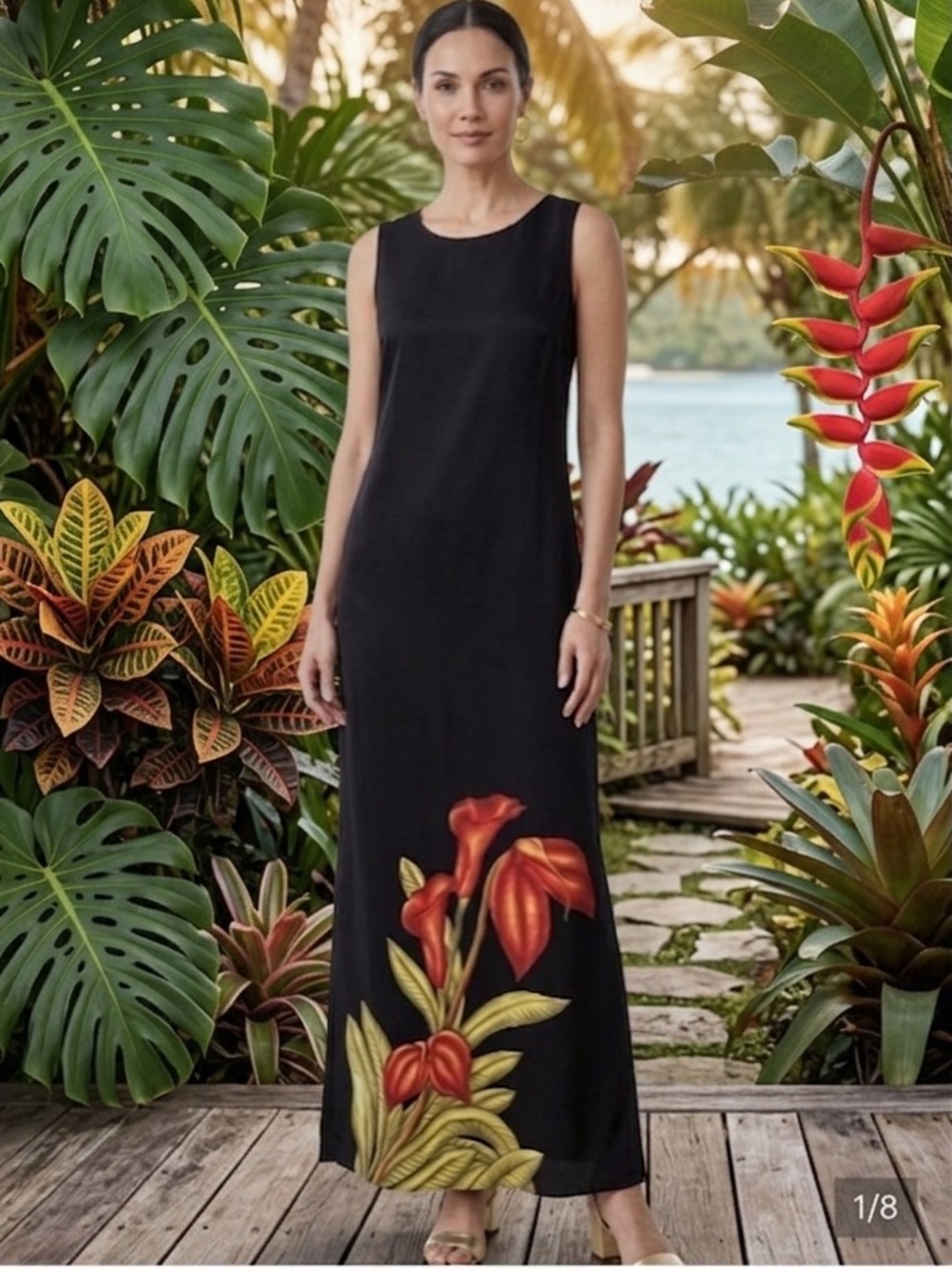 Diane Gilman Floral Silk Maxi Dress